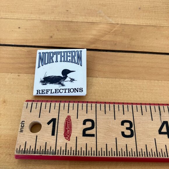 Northern Reflections Loon Logo Pin Square Badge Brooch Vintage Made in Canada - Picture 2 of 3